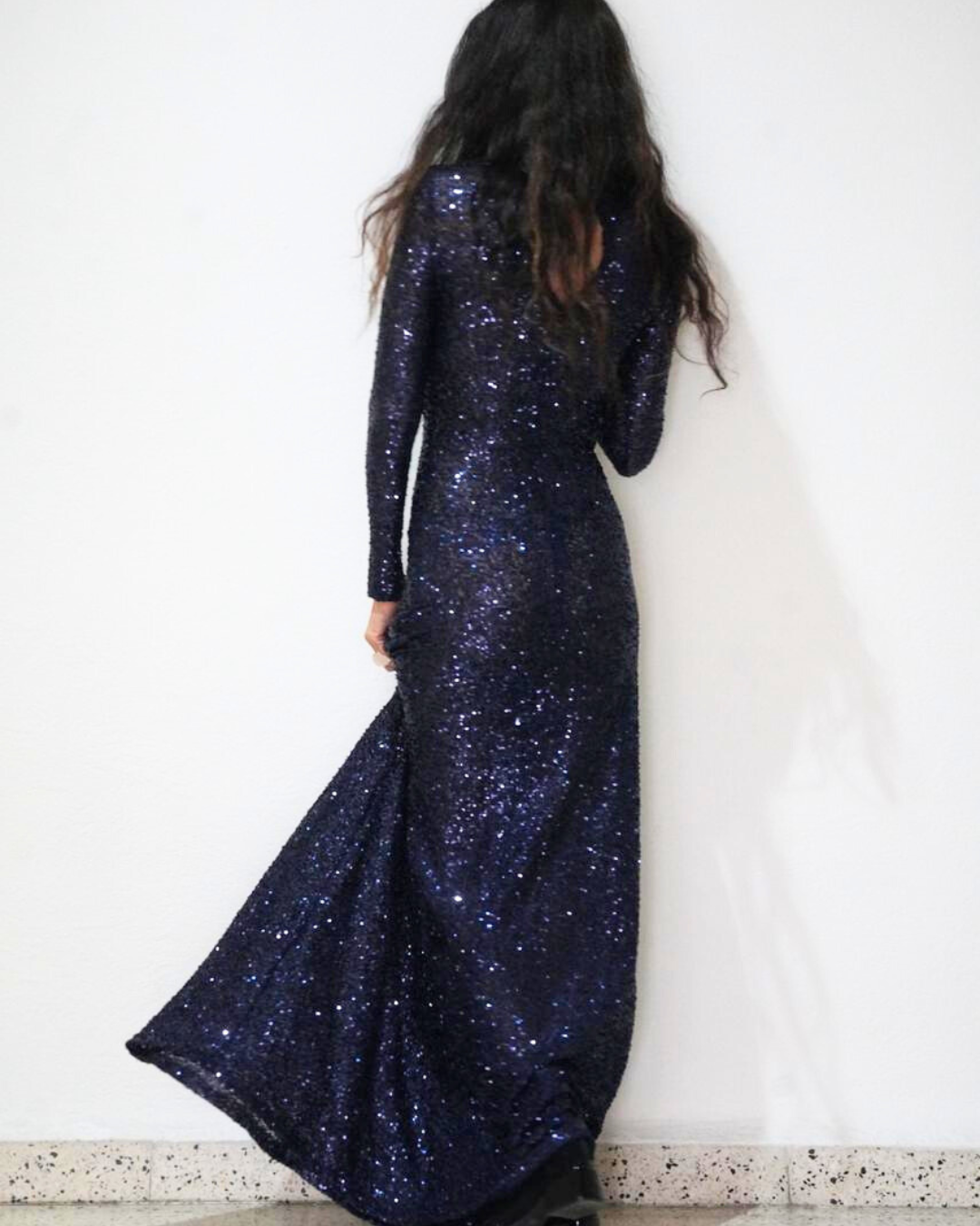 VESTIDO AZUL MARINO LENTEJUELAS