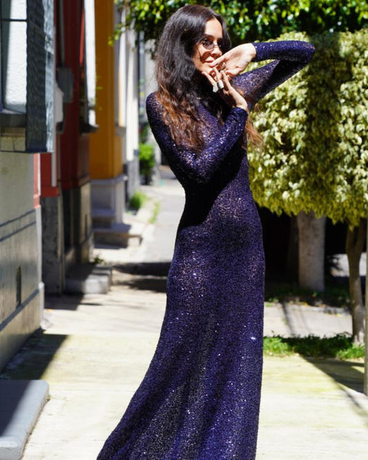 VESTIDO AZUL MARINO LENTEJUELAS