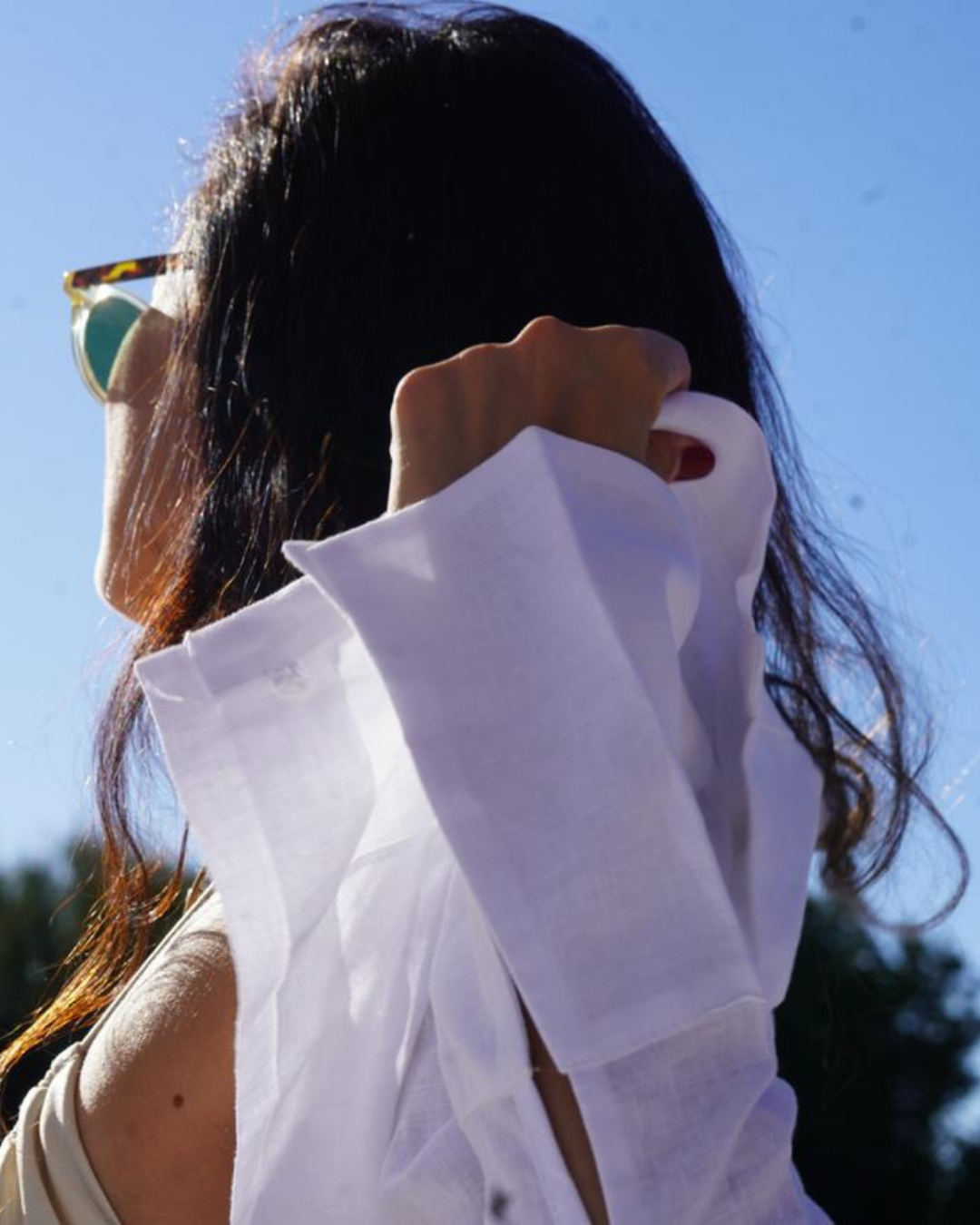 CROP TOP LINO BLANCO MANGA LARGA