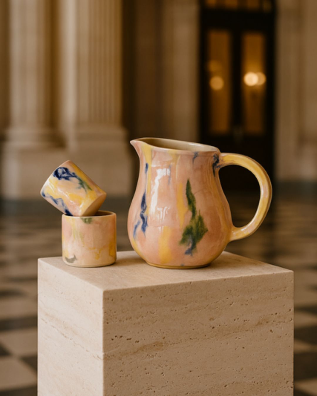 SET JARRA DE COLORES CON 2 VASOS