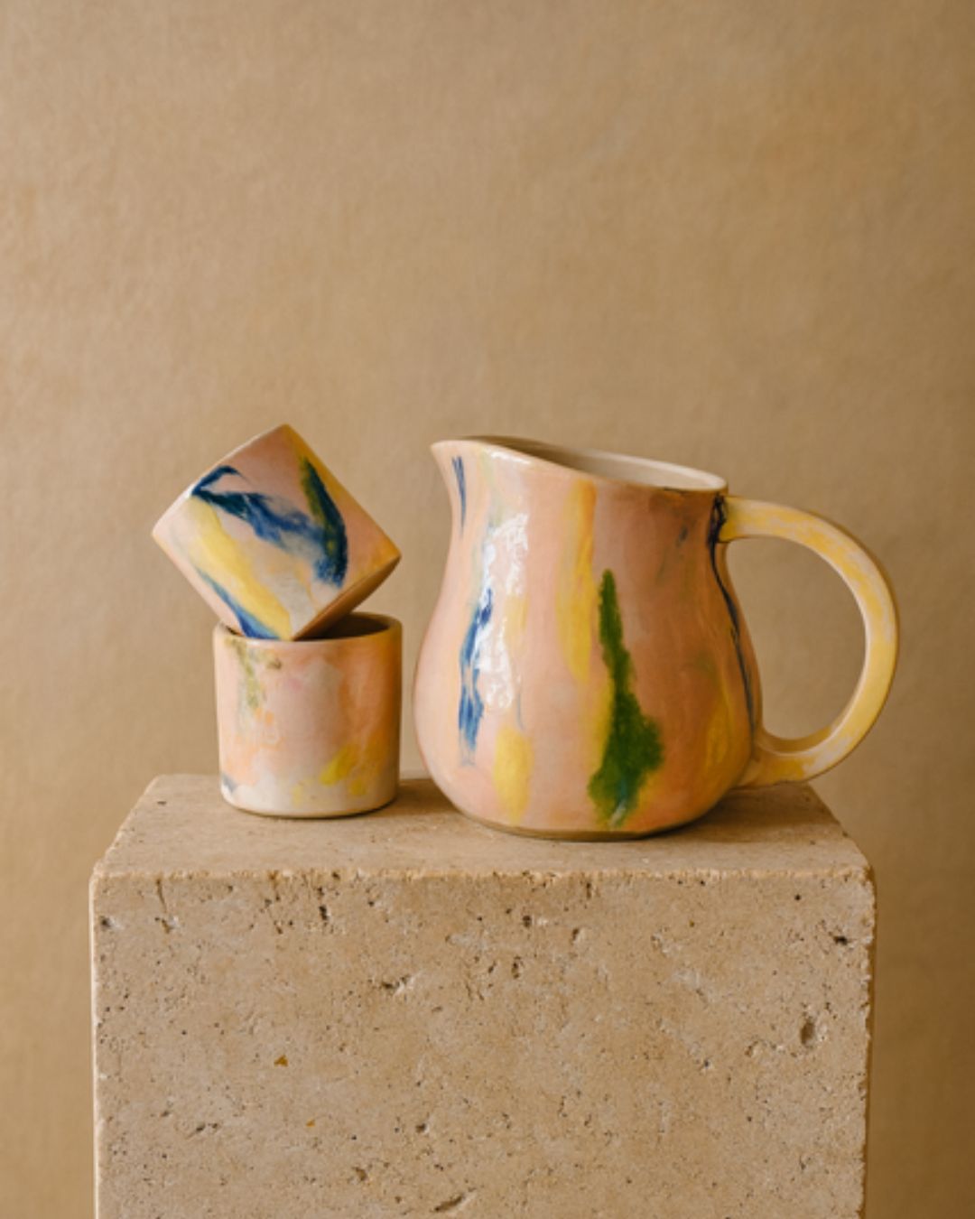 SET JARRA DE COLORES CON 2 VASOS