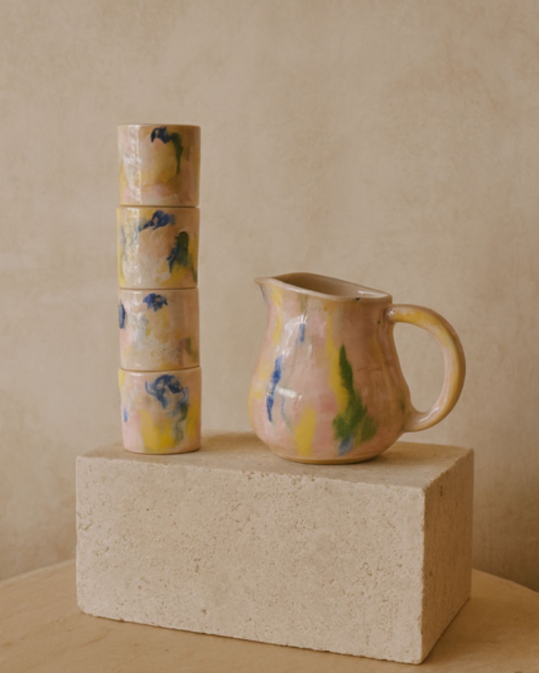 SET JARRA DE COLORES CON 2 VASOS